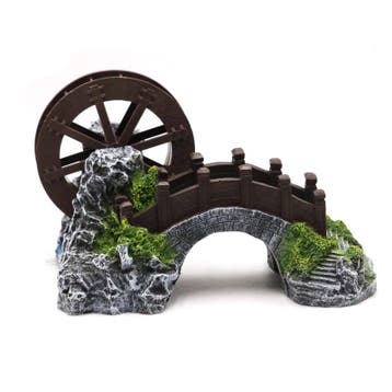 Brug met watermolen luchtaansluiting 18 cm / As-284, Verzenden, Nieuw, Gevuld zeewateraquarium