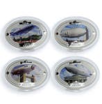Fiji. set 4 coins Famous Airships colored proof silver coins