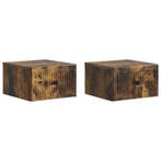 vidaXL Muurbevestigde Nachttafel 2 pcs Gerookt eiken 33 x, Verzenden, Nieuw