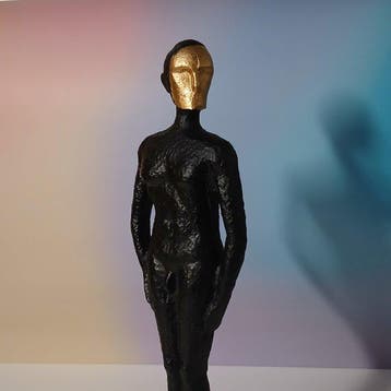 Sculpture, Homme masqué - 39 cm - Fonte, Marbre