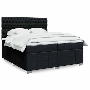 vidaXL Boxspring met matras stof zwart 200x200 cm, Verzenden, Nieuw