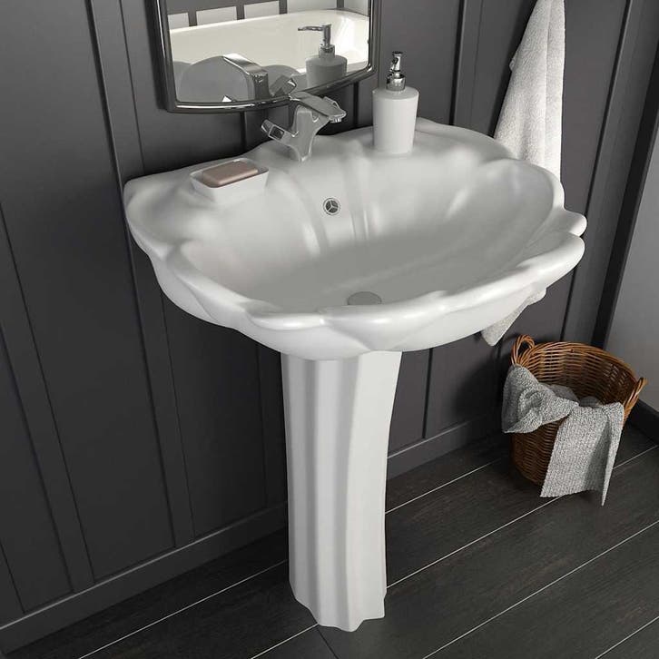 vidaXL Wastafel op voet vrijstaand 580x510x200 mm keramiek, Doe-het-zelf en Bouw, Sanitair, Nieuw, Verzenden