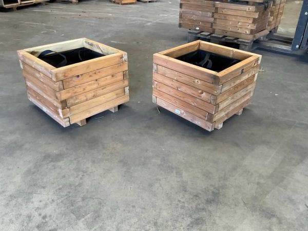 Veiling - 2x Garlux vuren bloembak geïmpregneerd 40x40x34cm, Tuin en Terras, Bloembakken en Plantenbakken