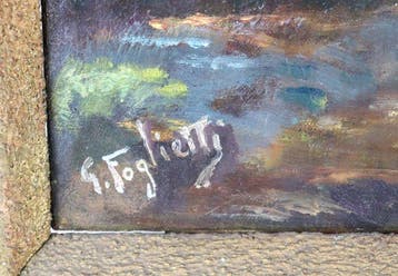 Giuseppe Foglietti (XX) - Paesaggio con laghetto, ruscello e, Antiek en Kunst