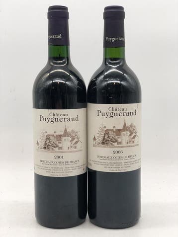 Dual vintage lot of 2 x 75cl Chateau Puygueraud Cotes de..., Ophalen of Verzenden, Rode wijn