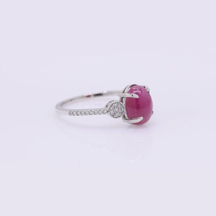 Zonder minimumprijs - Ring Platina - 2.58ct. tw. Robijn -, Handtassen en Accessoires, Ringen