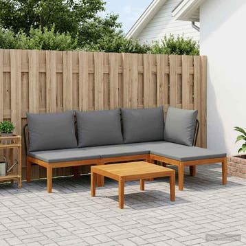 vidaXL 5 st Tuin Lounge Set met Kussens Massief acaciahout &, Tuin en Terras, Verzenden, Nieuw