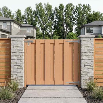 vidaXL Tuinpoort 100 x 80 cm WPC en Aluminium Bruin, Jardin & Terrasse, Verzenden