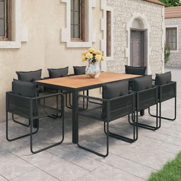 vidaXL 9-delige Tuinset PVC-rattan zwart en bruin, Verzenden, Tuinset