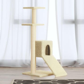 vidaXL Kattenmeubel met sisal krabpalen 92 cm crèmekleurig, Verzenden, Nieuw