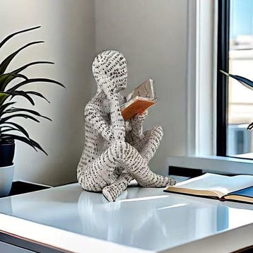 1pc Abstract Letter for Man Reading Figurine - Unique