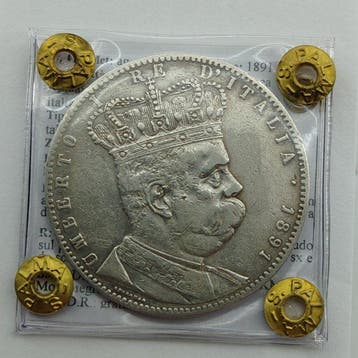 Italië, Italiaans Eritrea Umberto I. 5 Lire 1891, Postzegels en Munten