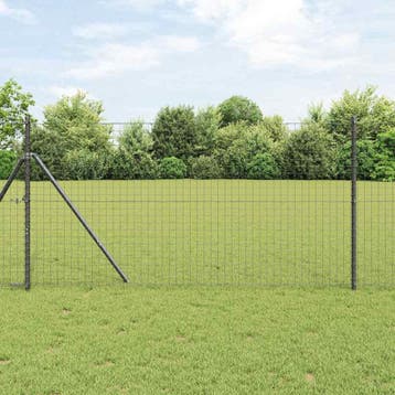 vidaXL ingegraven hekpalen 7 st Grijs Gepoedercoat staal, Tuin en Terras, Verzenden, Nieuw