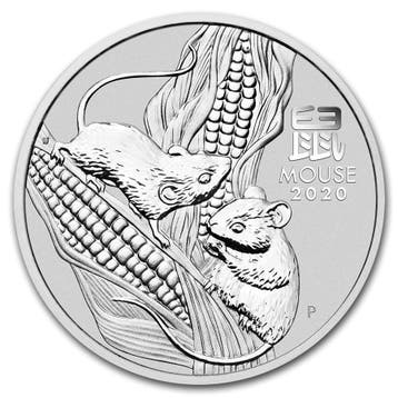 Zilveren Lunar munt Year of the Mouse 2020 5 troy ounce