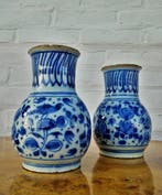 Vaas (2) - 2 18-e eeuwse kleine vazen met florale decoratie, Antiek en Kunst