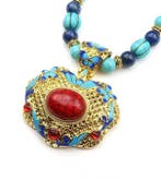 Lapis lazuli - Howlite turquoise - boeddhistische ketting -