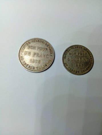 La Réunion. 50 Centimes et 1 Franc 1896 (lot de 2 monnaies)