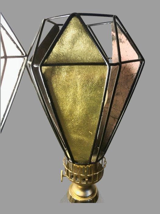 Lampe (2) - Laiton doré, Cristal - PAIRE DE LAMPES, Antiquités & Art, Curiosités & Brocante