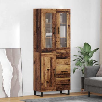 vidaXL Highboard 2 st Oud Hout 69,5 x 34 x 180 cm Bewerkt, Verzenden