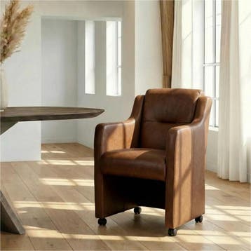 Leren eetkamerstoel Mass - Vintage Brown (bruin) - Met, Huis en Inrichting, Stoelen, Eigentijds, Modern, Bruin, Nieuw, Leer