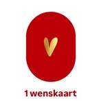 1 Enkele Wenskaart ovaal - hartje - rood - goudfolie - va..., Ophalen of Verzenden, Nieuw