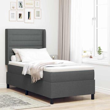 vidaXL LED Box Spring Bed met matras Donkergrijs 80 x 200 cm, Verzenden, Nieuw