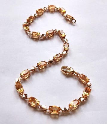 Armband 375 / 9 kt geelgoud - citrien, Nieuw