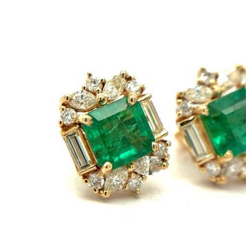 Boucles doreilles cloutées - 14 carats Or jaune - 4.23ct.