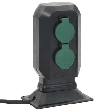 vidaXL Tuinstopcontact en grondpin 2-wegs 15,5x11x24 cm, Verzenden