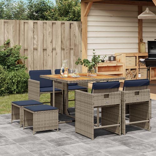 3-delige Loungeset met kussens poly rattan bruin kopen