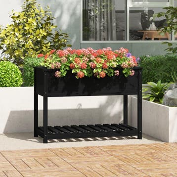 vidaXL Plantenbak met schap 111,5x54x81 cm massief, Verzenden