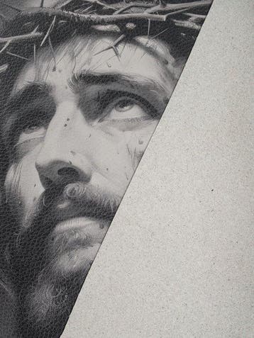 Volto della Passione – Afdruk op leer 85,00 x 68,00 cm -