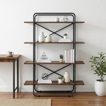 vidaXL Boekenplank 4-laags 100 x 35 x 140 cm PB Gerookt, Verzenden, Nieuw