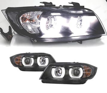 PHARES BMW E90 E91 05-08 XÉNON ANGEL EYES U 3D FOND NOIR, Autos : Pièces & Accessoires, Verzenden