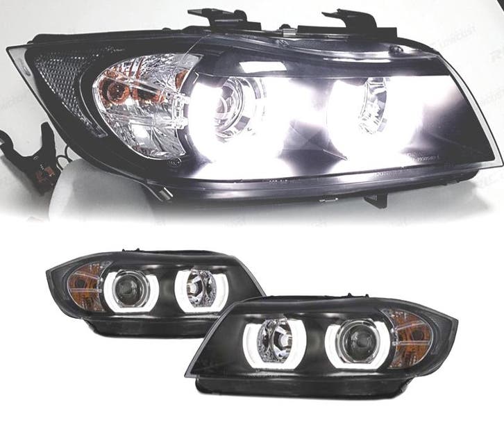 PHARES BMW E90 E91 05-08 XÉNON ANGEL EYES U 3D FOND NOIR, Auto-onderdelen, Verlichting, Verzenden
