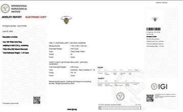 Ring - 18 karaat Witgoud - 1.15ct. tw. Geel Diamant, Nieuw