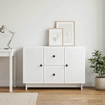 vidaXL Dressoir Wit 89 x 34,5 x 60 cm Bewerkt hout, Huis en Inrichting, Verzenden, Nieuw