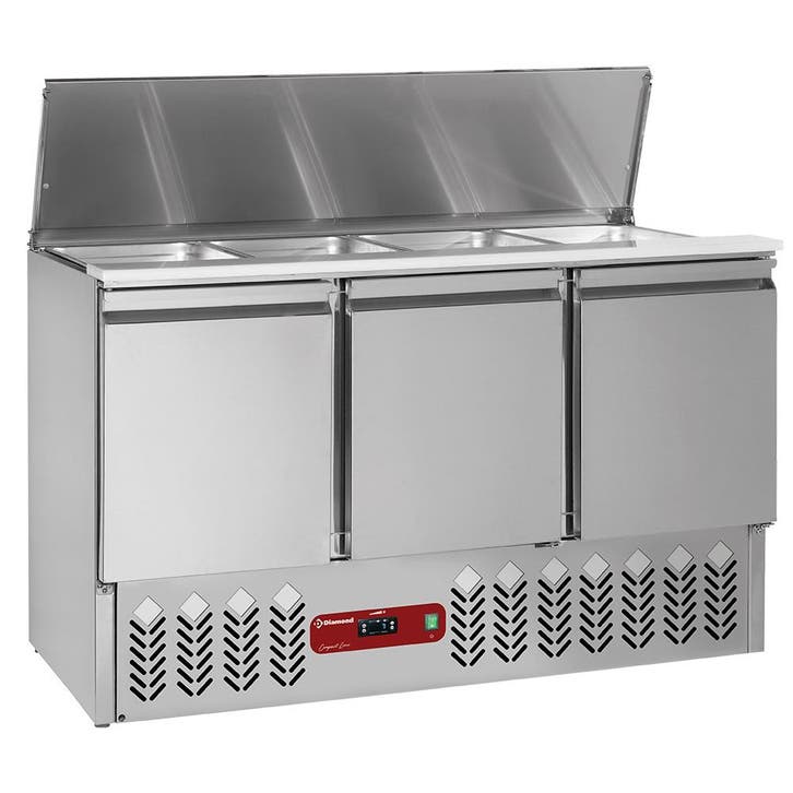 Gekoelde saladette met deksel 4x GN 1/1 - 150 mm + reserve 3, Articles professionnels, Horeca | Équipement de cuisine, Envoi