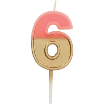 Roze Kaars 6 Jaar Retro, Verzenden, Nieuw