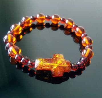Amber Natuurlijke Baltische amberarmband met kruis –
