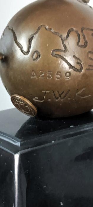sculptuur, mercury - 37 cm - brons marmer, Antiek en Kunst