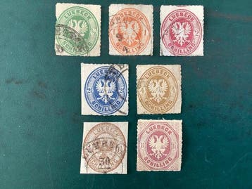 Lübeck 1863/1865 - Wapenschild drie volledige emissies -, Gestempeld