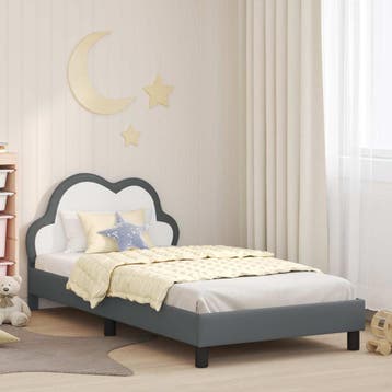 vidaXL Kinderen bedframe met hoofdboard Lichtgrijs 90 x 200, Verzenden, Nieuw