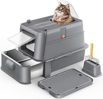 Kattenbak - Kattentoilet - 60x40x40 cm - Grijs - HEGGCOOE, Dieren en Toebehoren, Verzenden, Nieuw