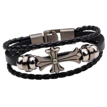 Fako Bijoux - Armband - Leder Exclusive - Kruis - 20cm -, Verzenden