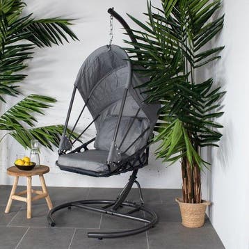 2dekans | Hangstoel Tony met kap - Grijs, Tuin en Terras, Ophalen of Verzenden, Nieuw