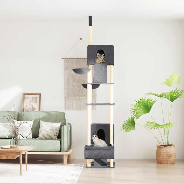 vidaXL Kattenmeubel vloer tot plafond 277-303 cm donkergrijs, Dieren en Toebehoren, Katten-accessoires, Nieuw, Verzenden