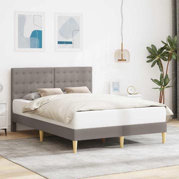 vidaXL Bedframe met hoofdeinde Taupe 140 x 190 cm Stof, Verzenden, Nieuw