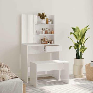 vidaXL Kaptafelset 74,5x40x141 cm hoogglans wit, Huis en Inrichting, Verzenden, Nieuw