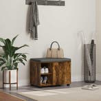 vidaXL Hallenbank met kussen met plank Gerookte Eik 60 x 38, Verzenden